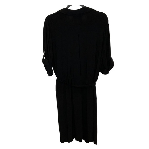 Jones New York Black Button Down Belted Jersey Knit Dress with Side Pockets - Picture 2 of 8